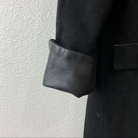 Zara- Wool Blend Faux Leather Trims Coat Size SM - Picture 3 of 9